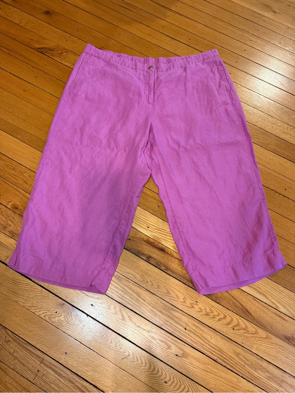 J. Jill Love Linen Purple Wide Leg Crop Pants Plus Size 4X Orchid Pink